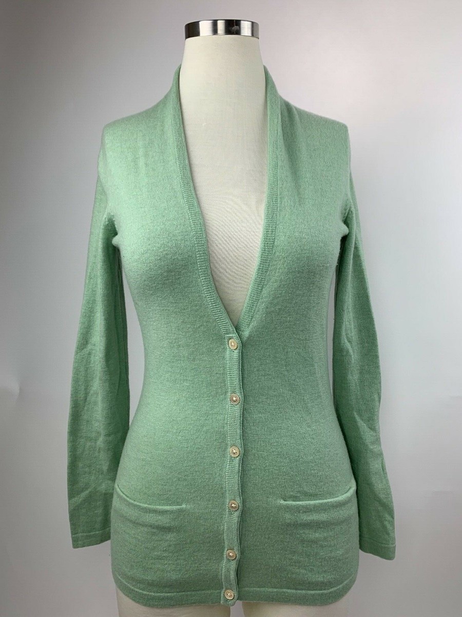 Banana Republic Pistachio Green 100% Cashmere Cardigan Sweater XS Lovely