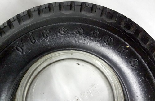 Vintage Novelty Firestone Rubber & Glass Transport 100 Tire Advertising Ashtray! - Picture 13 of 14