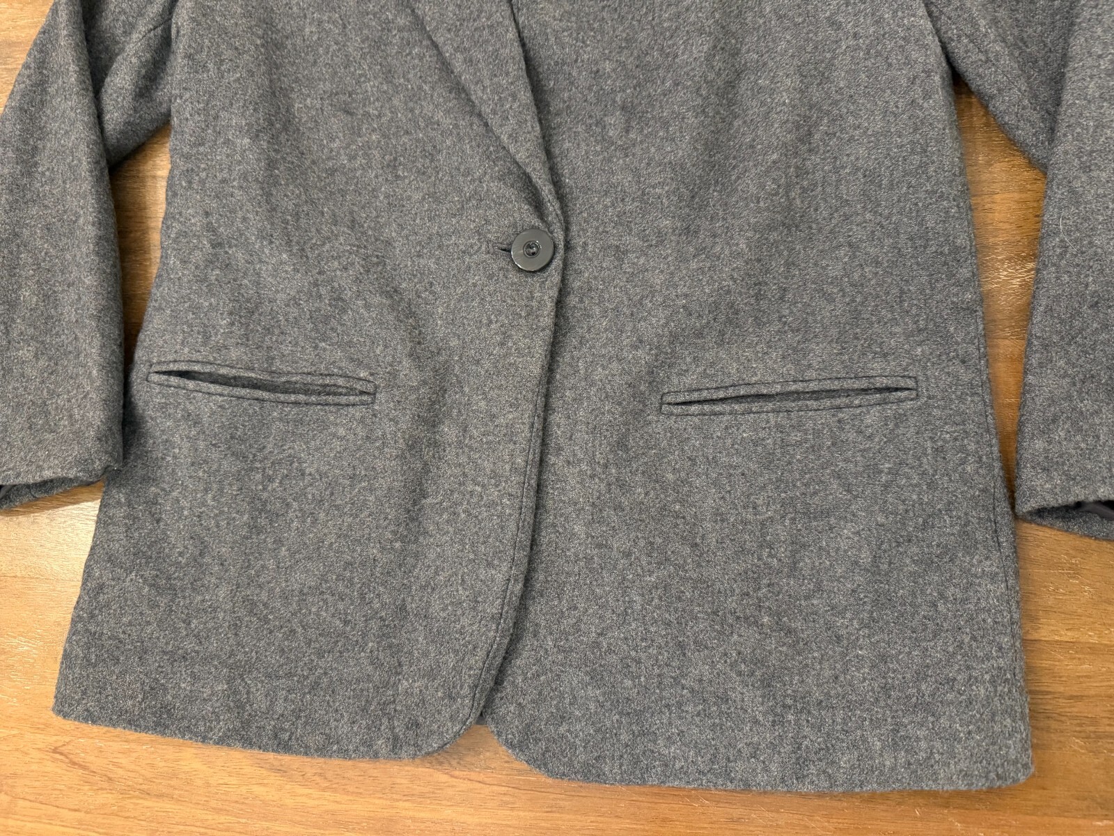 Vintage Women's Sag Harbor Petites Gray Wool Blazer | Size 8p Lined Button image 2