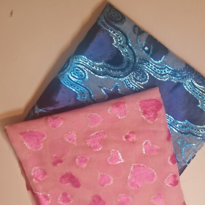 Samt Velours Blumen Herzen Devore Chiffon durchsichtig Burnout Handarbeit Kleid Stoff 44''