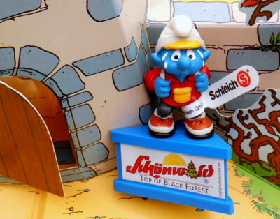 Smurf hiker smurf puffo pitufo smurf pedestal schleich VGC 80 germany
