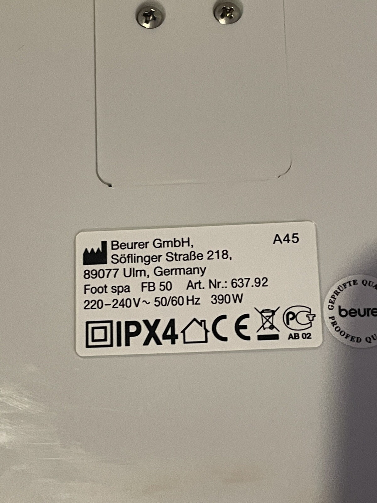 Beurer FB 50 Luxury Foot Massage with Pedicure Function Foot Bath/Foot