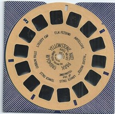 127 Yellowstone Nat'l Park Wyoming Tan Hand-lettered View-master Reel Style 1