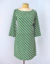 NWT Old Navy Emerald Green Gray Dots Fit Flare Career Office Dress Silky Poly XS
