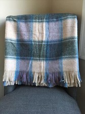 Tartan Plaid Throw 100 Wool Blanket Scotland Purple Blue Gray 60x72