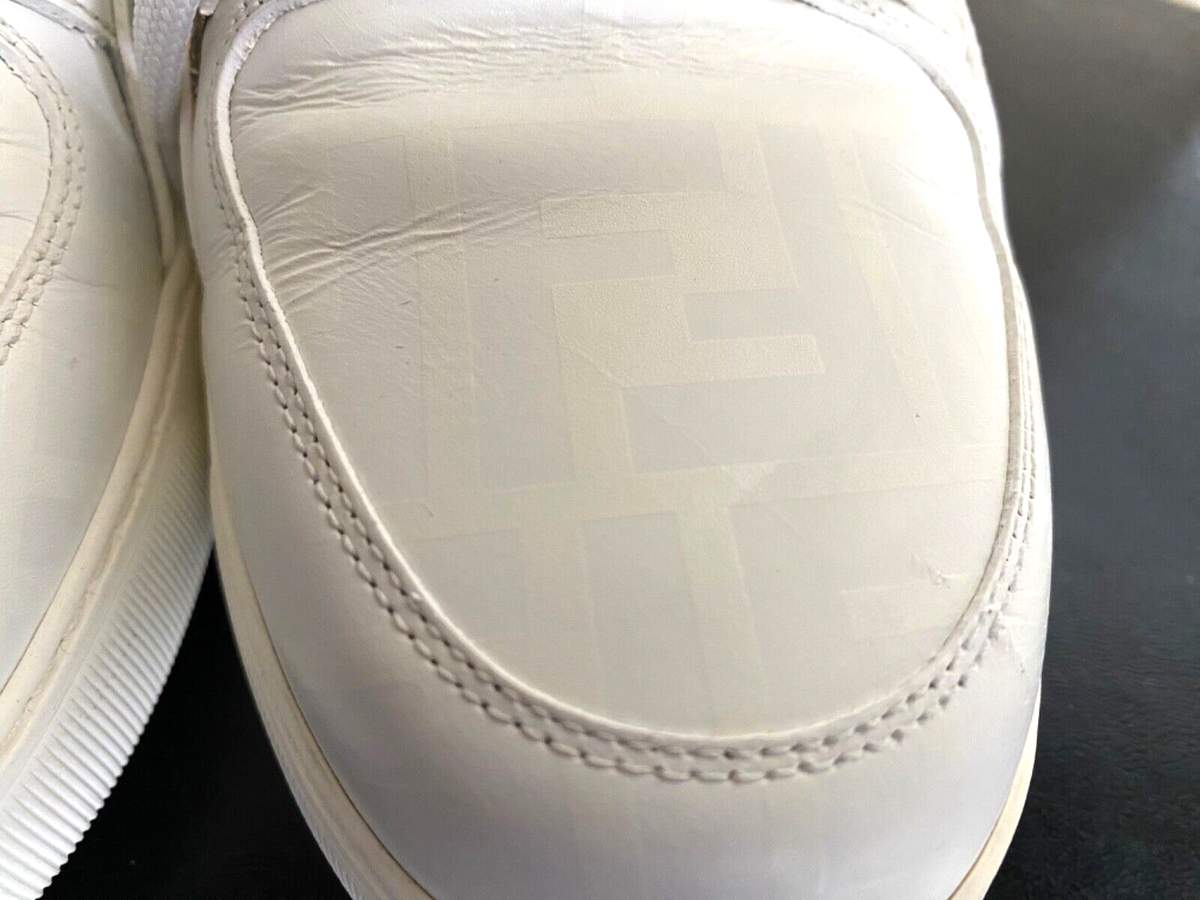 Fendi white leather trainers rubber shoes monogram double F size 7 Italy low cut Fendi Calfskin Mens Fendi Match Low Top Sneakers 7 White  main image 2