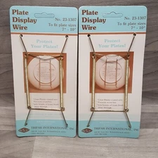 2X Plate Hangers BRASS 7"-10" Wire Display Easel Tripar 23-1307