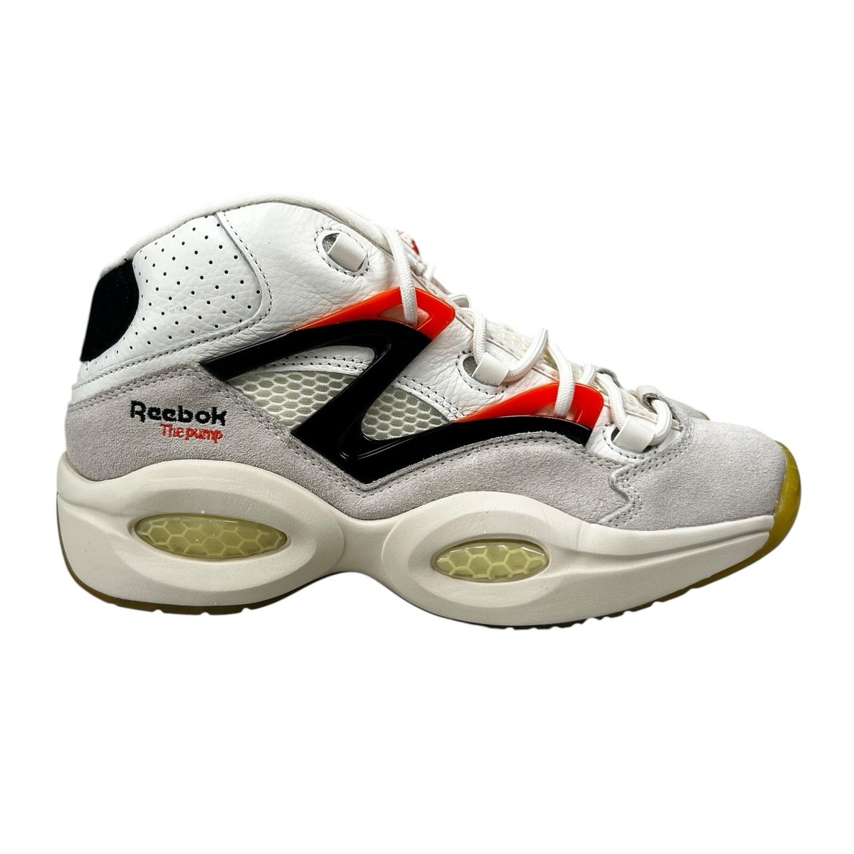 Reebok Question Pump Chalk Black Orange Basketball Shoes H06490 Men's Sz 
