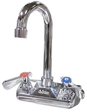 AA-410G 4" Wall Mount Commercial Hand Sink Faucet with 3-1/2" Gooseneck Spout 