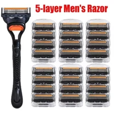 4/12/24 Pcs 5-layer Men's Razor Fusion Pro Power Shaving Shaver Male Face Beard