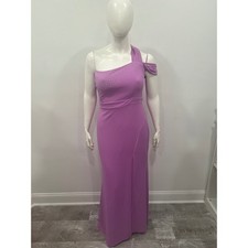 Symphony Maxi Gown Dress Womens 14 Purple Stretch One Shoulder Rhinestone Formal