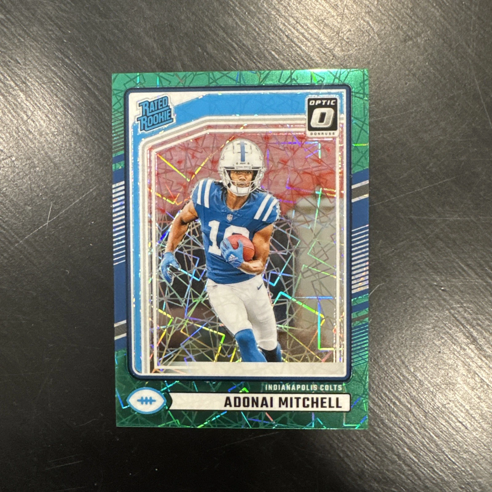 2024 Donruss #343 Adonai Mitchell Rated Rookie Optic Preview Green Velocity