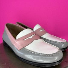 G.H. Bass Weejuns Pink White Gray Leather Penny Loafer Sz 9.5