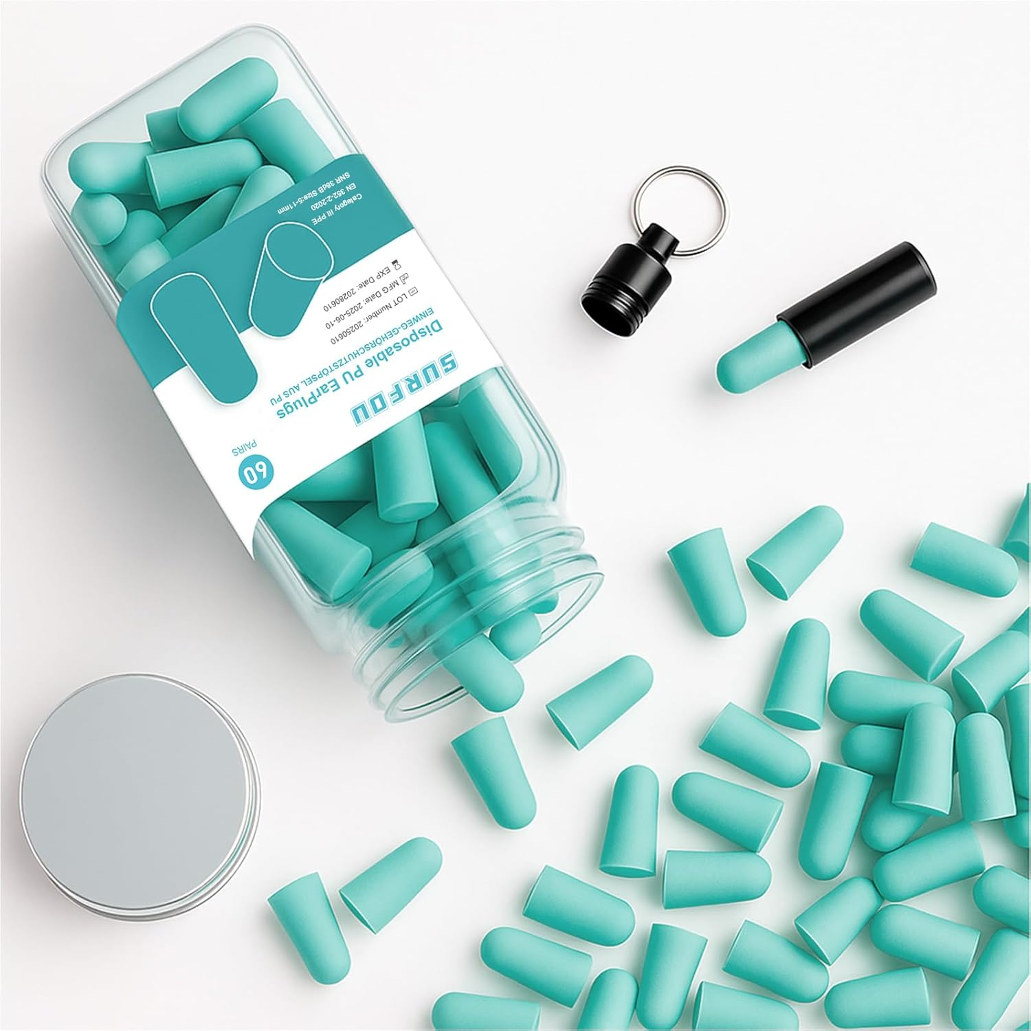 Ear Plugs for Sleep 60 Pairs, Ultra Soft Foam Earplugs, 38Db Noise Reduction, Re