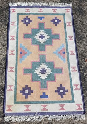 Vintage Traditionell Handgefertigt Episch Türkisch Stil Baumwolle Kelim Boden Teppich 117x72 cm