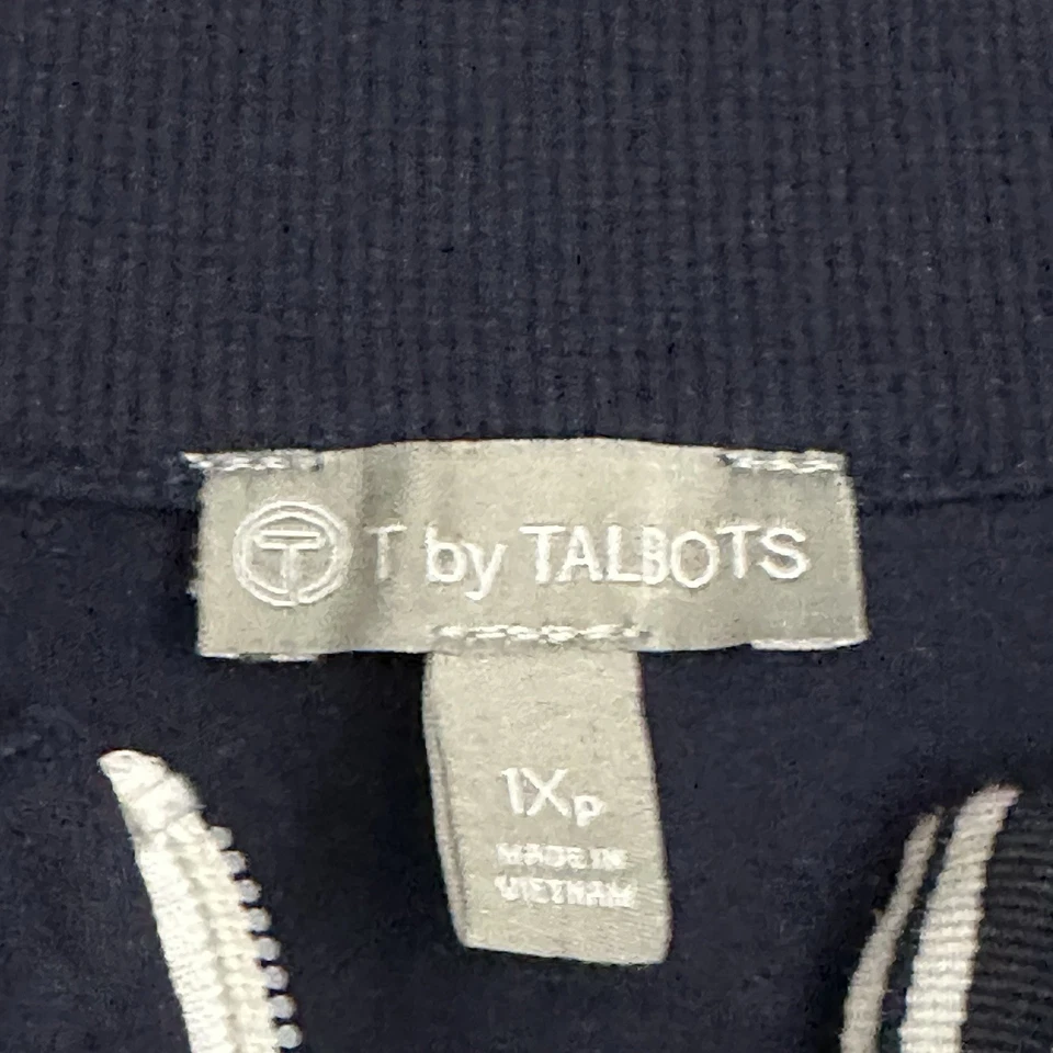 Sudadera Top T by Talbots Cremallera Completa Mujer 1Xp Petite Azul Marino Blanco Algodón Elástico Foto 4 de 4