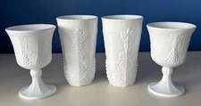 CHOICE OF NEW OLD STOCK VTG MILK GLASS Pedestal Goblet OR Standard Water Glass