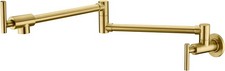 Gold Pot Filler Faucet Wall Mount Kitchen Folding Faucet with Double Joint Swing