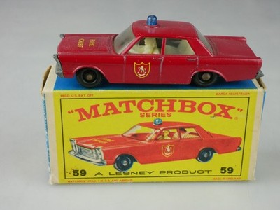 59c Ford Galaxie Fire Chief's Car - 31547 Matchbox Regular Wheels