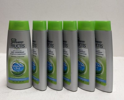 Garnier Fructis Anti-Dandruff 2in1 Shampoo+conditioner 2oz Each Bottle 6 Pk