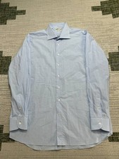 Suitsupply Dress Shirt Mens 17.5 Blue Plaid Cotton Button Up Formal Business
