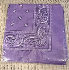 Lot 12 1 Dozen 22"x22" Paisley Light Purple Bandana New In Package.