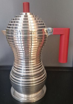 Alessi Espressokocher Pulcina, 3 Tassen, 150ml, Induktion, neu, silberfarben rot