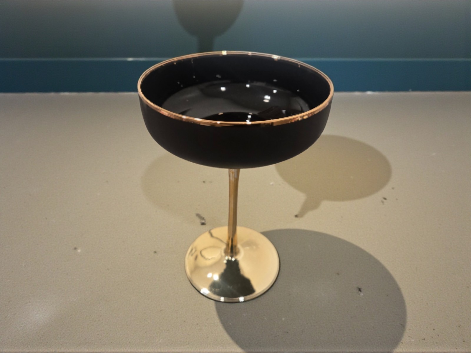 New MCM Party Gold Stem Matte Black Martini Cocktail Champagne Glass Cup