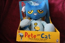 PH Pete the Cat Deluxe Bedtime Plush Medium Blue Toy with Sound 2010