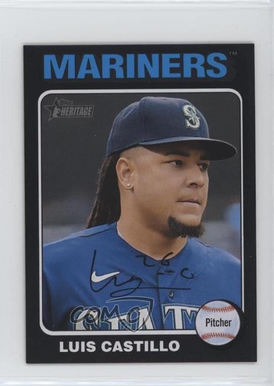 2024 Topps Heritage Mini Black Border Luis Castillo #449 /50 White Above Number