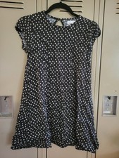 Urban Outfitters Fit & Flare Dress Women XS Black White Floral Round Neck