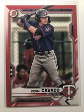 Keoni Cavaco 2021 Bowman #73 RC ROOKIE RED BORDER SSP MINNESOTA TWINS /5