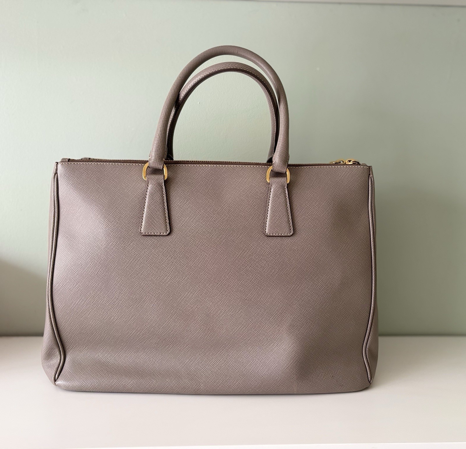 Authentic Prada Saffiano Lux Tote Bag – Taupe image 2