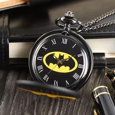 Batman NEW Pocket Watch DC Comic Fan Gift Dark Knight  FREE CHAIN 80