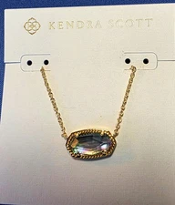 Kendra Scott Elisa Pendant Gold tone Necklace In Abalone Shell- NEW