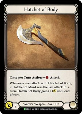 Flesh and Blood FAB Hatchet of Body NM 1st EditionCold Foil Promos