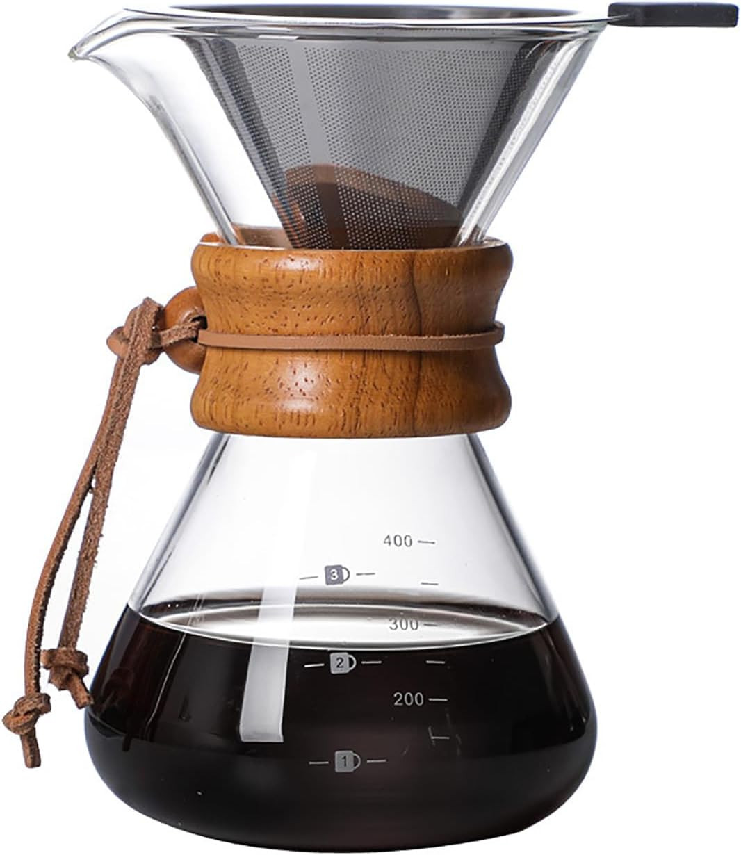 With Reusable Stainless Steel Drip Filter, Lead-free Boro