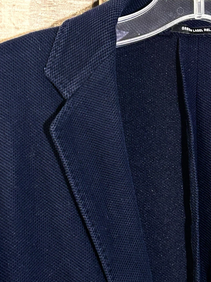 Blazer United Arrows Ecopet Basketweave tamanho 38 azul marinho | Etiqueta verde relaxante - Imagem 3 de 4