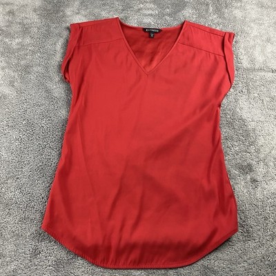 Express Short Sleeve Top Shirt Womens XS Red
