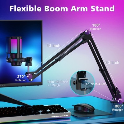 Gaming Mikrofon PC Set USB Microphone mit Mikrofonarm für PS4 PS5 YouTube DE