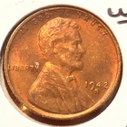 1942-S Lincoln Wheat Cent Penny GEM RED BU From an Original Bank Roll