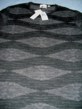 NEW NWT Calvin Klein Sweater Mens XL Italian Yarn Merino Wool Blend Black Gray