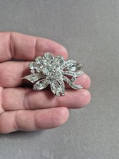 Vintage Eisenberg clear rhinestone silver ton...