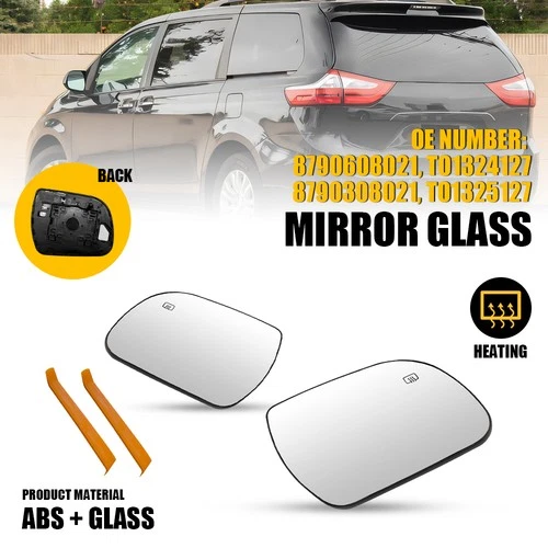 For Toyota Sienna 2011-2019 2PCS Heated Driver Passenger Side Mirror Glass Pair