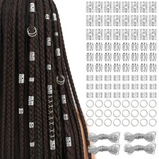 100 Pcs Hair Jewelry for Braids, Silver Loc Accessories Set Silver-100pcs
