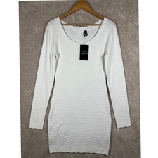 Guess by Marciano White Textured Long Sleeve Bodycon Dress NWT Cocktail Party