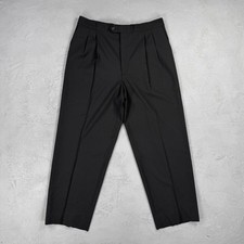 Vintage Black Wool Tuxedo Pants w/ Satin Stripe Fit 35 x 29