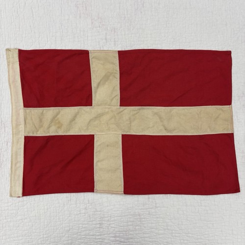 Vintage Cotton Denmark Flag Nautical Cloth Scandinavia Textile Art 24”X15”