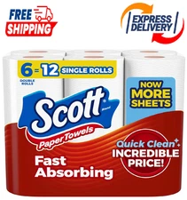 Scott Paper Towels, Choose-A-Sheet, 6 Double Rolls = 12 Regular Rolls (108 Sheet