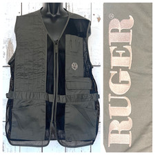 RUGER Mesh Canvas Shooting Vest XL Tactical Skeet Hunting Green Zip Spell-out
